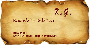 Kadnár Géza névjegykártya
