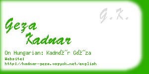 geza kadnar business card